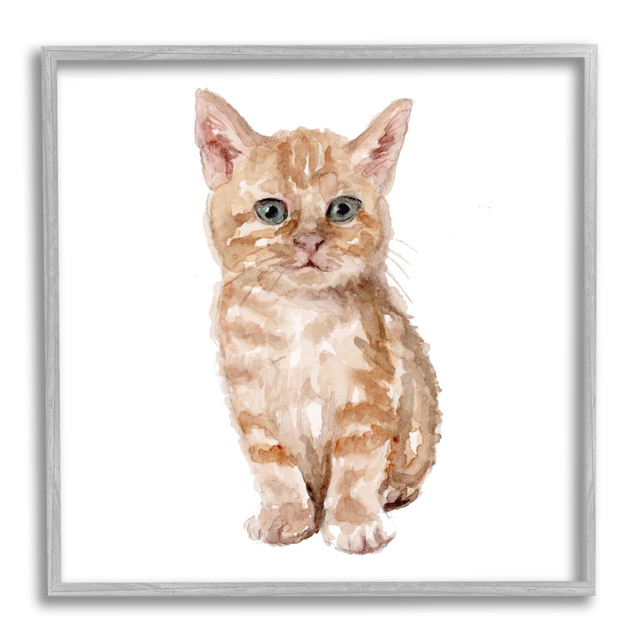 Stupell Industries Tabby Cat Kitten Watercolor Portrait Nursery Animal Framed Wall Art